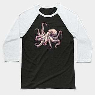 Pixelated Octopus Artistry Baseball T-Shirt